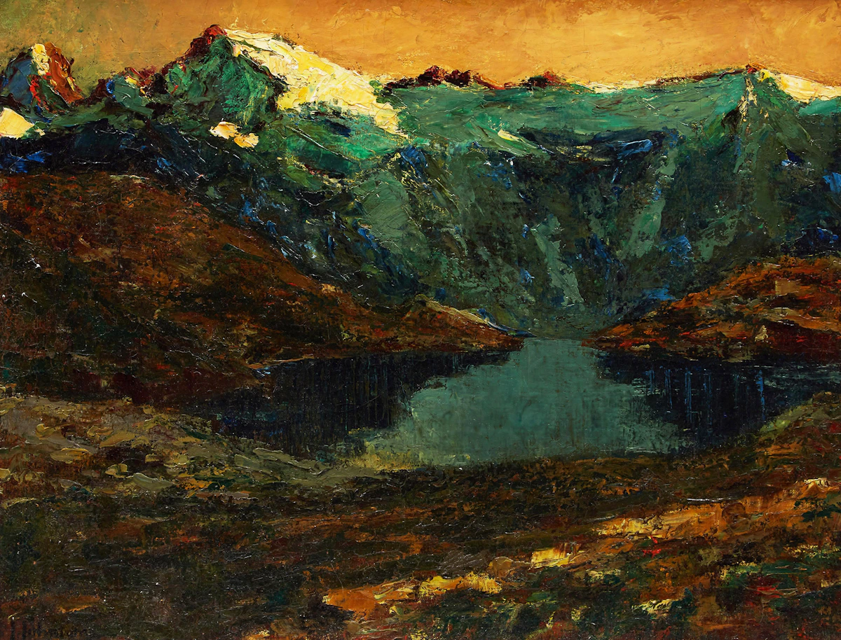 John Young Johnstone, Lake Luzerne, oil on canvas