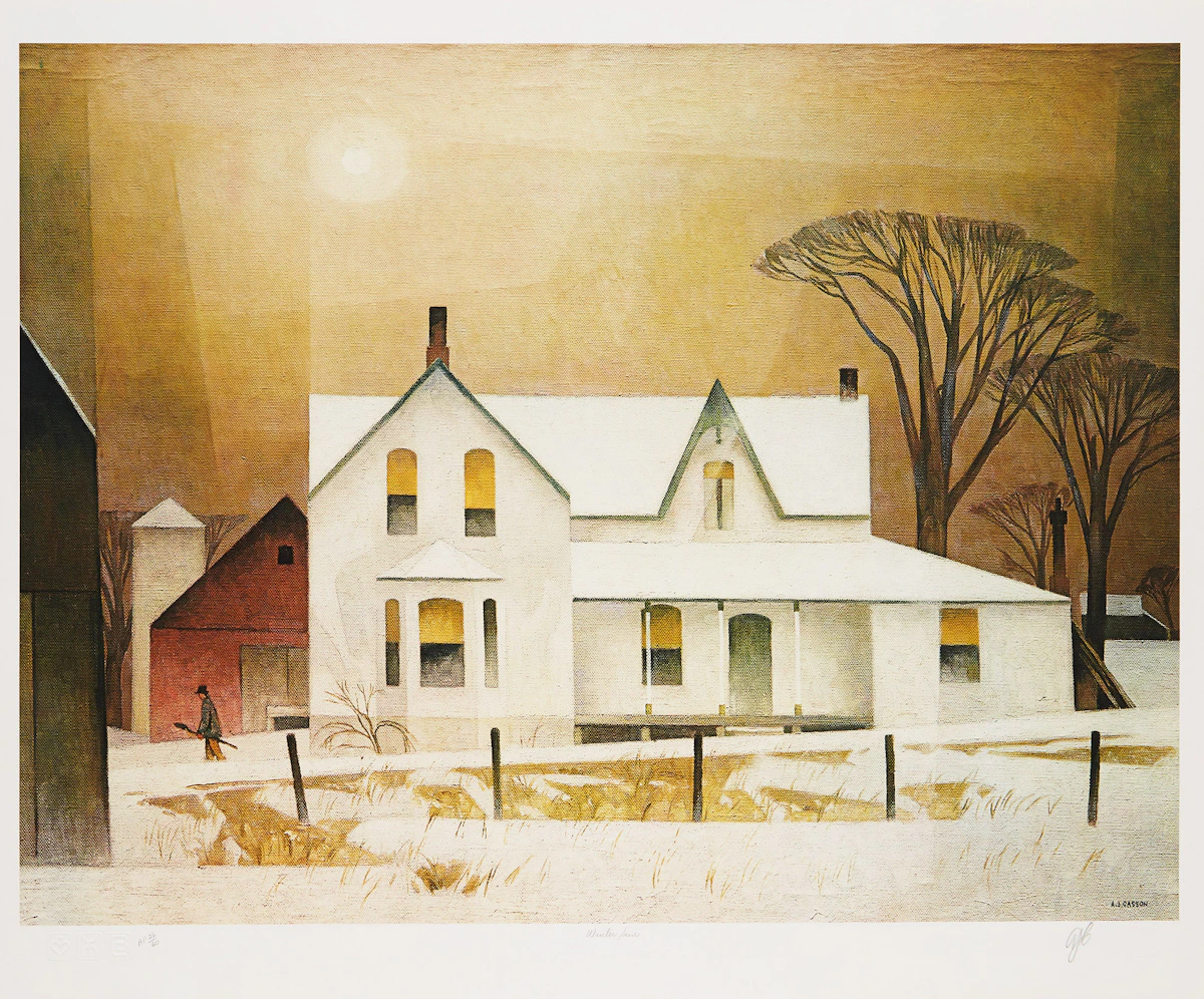 Alfred Joseph Casson, Winter Sun; Haliburton; Autumn on the York River; Summer Storm, four colour serigraphs