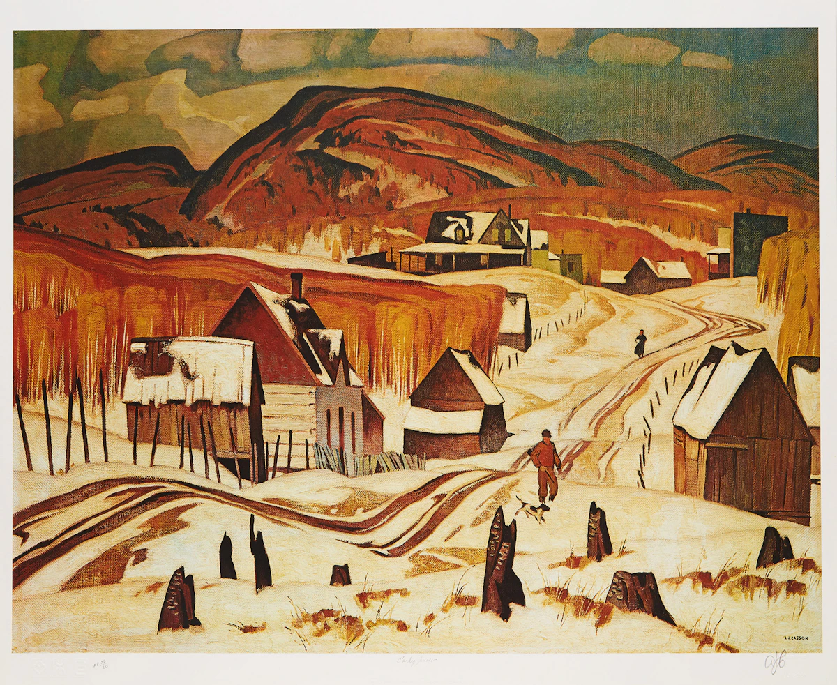 Alfred Joseph Casson, Early Snow; Annables General Store; Sunlit Hill; Birch Island, four colour serigraphs