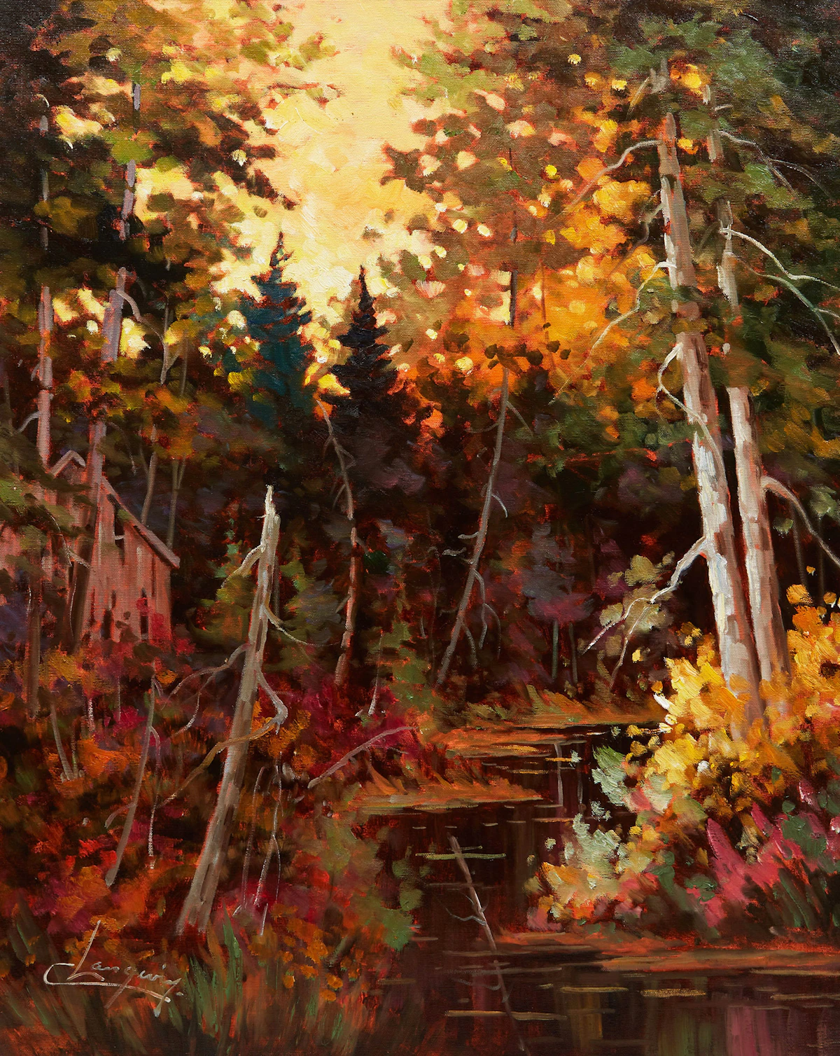 Claude Langevin, Lumière sur le marais #2, oil on canvas