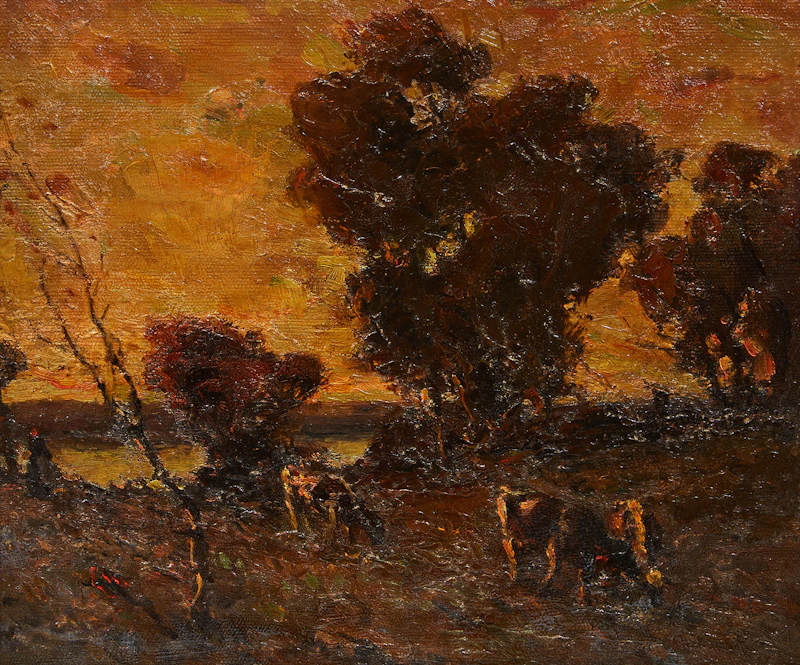 Grazing Cattle Under Evening Sky  by James Henderson