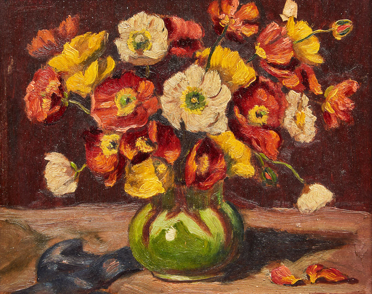 Albert Jacques Franck, Tulips in a Vase, oil on board