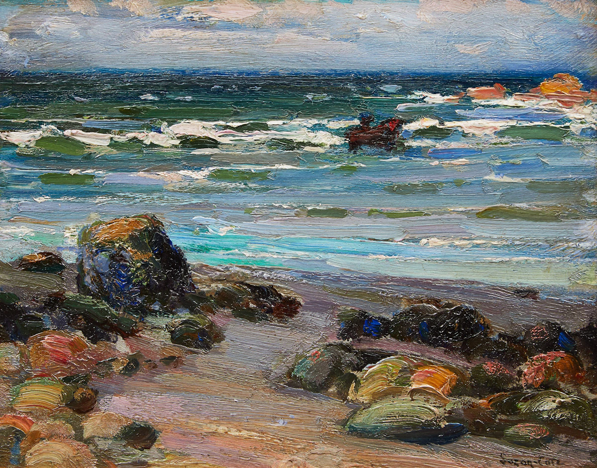 Marc-Aurèle de Foy Suzor-Coté, Incoming Tide, Gaspé, Quebec, oil on panel, 1910