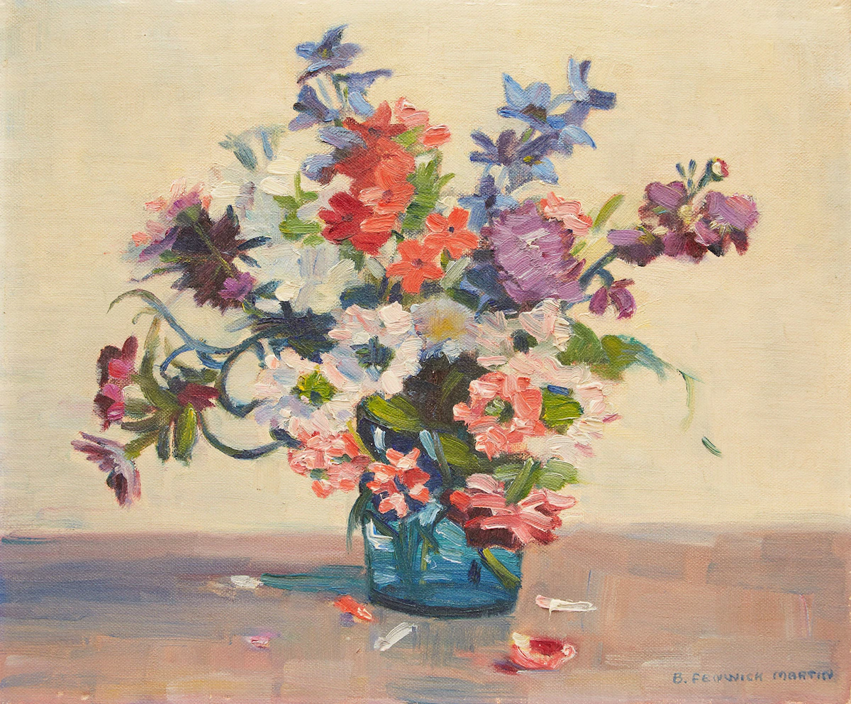 Bernice Fenwick Martin, Still Life of Flowers , oil on board