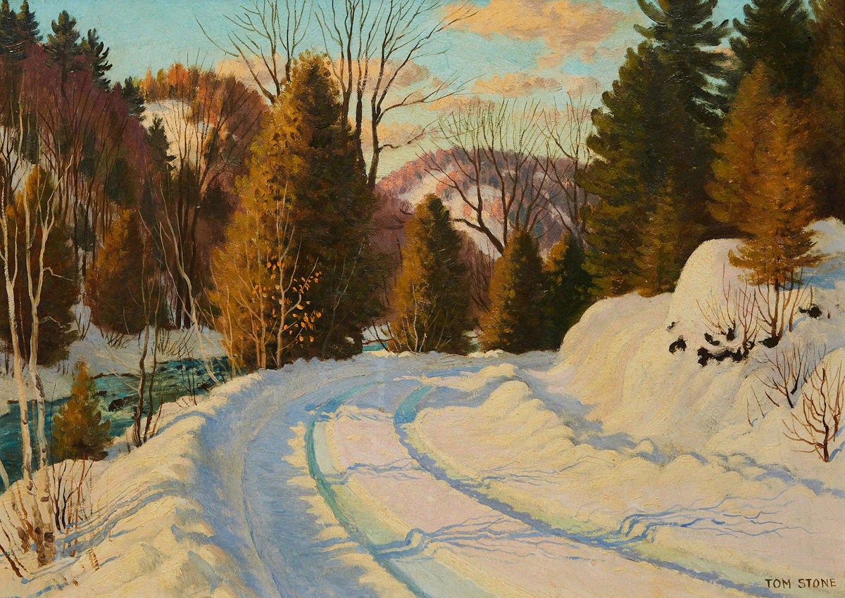 Thomas Albert Stone, Winter Road, oil on board