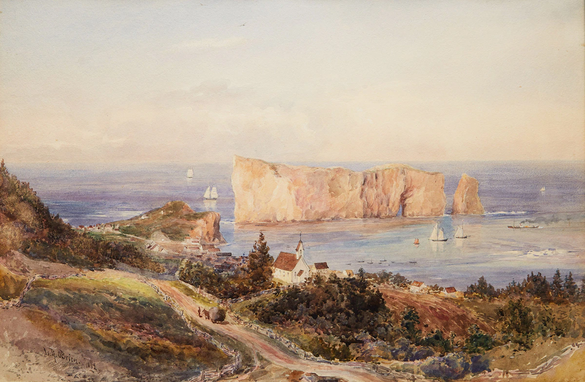 Lucius Richard O'Brien, Percé Rock, Gaspé, Quebec, watercolour, 1882