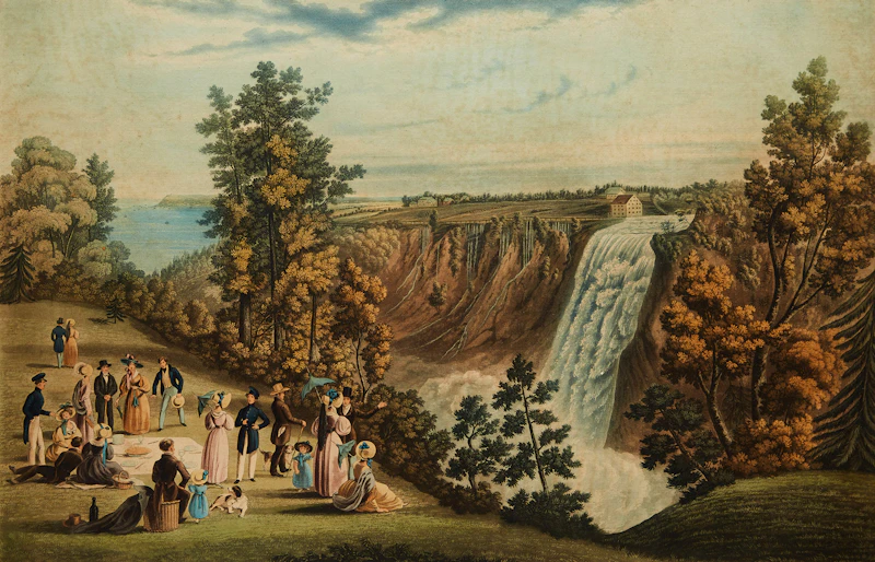 The View of the Falls of Montmorency (Quebec in the Distance); The View of Cape Diamond and Wolf's Cove From Point à Pizeau, Near Quebec by James Pattison Cockburn