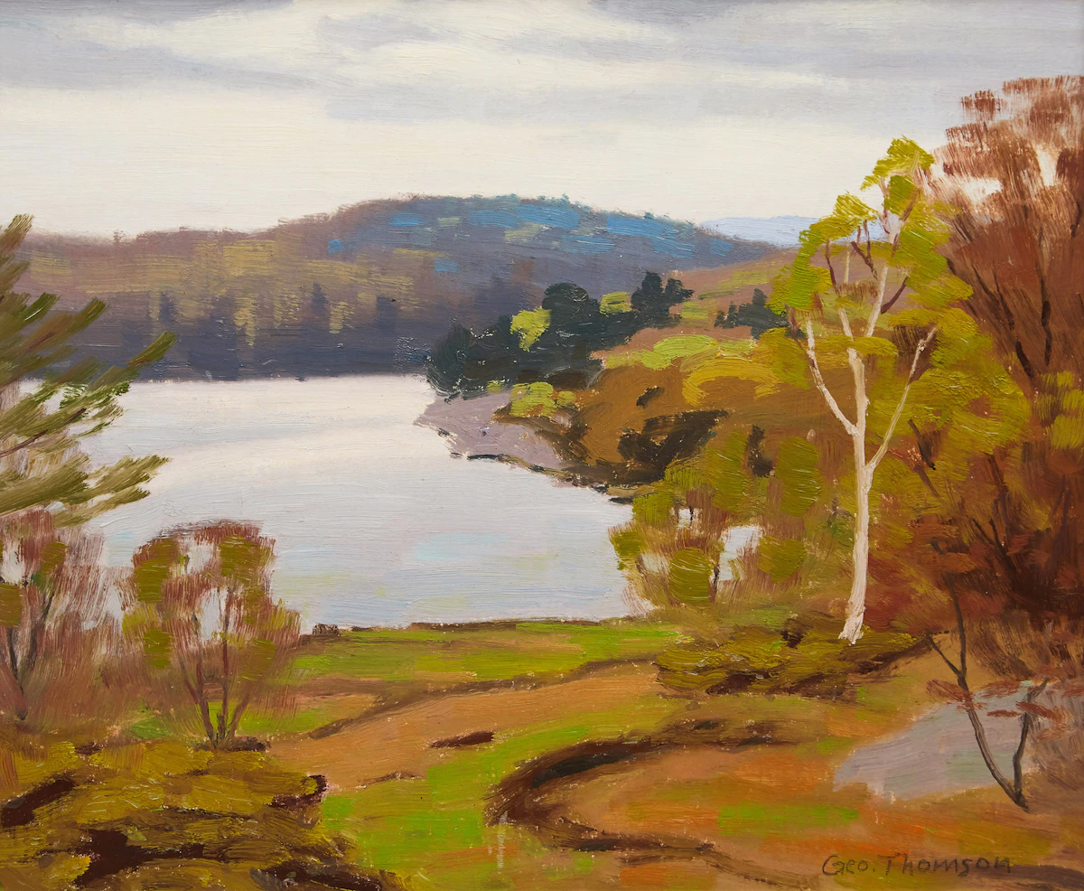 George Thomson, Lakeview Landscape, oil on board