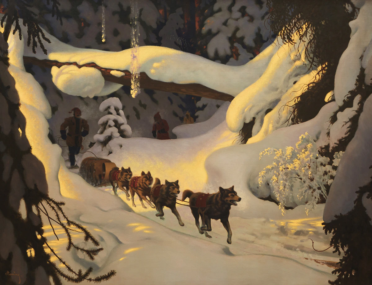 Arthur Henry Howard Heming, Nearing a Fur Post, oil on canvas