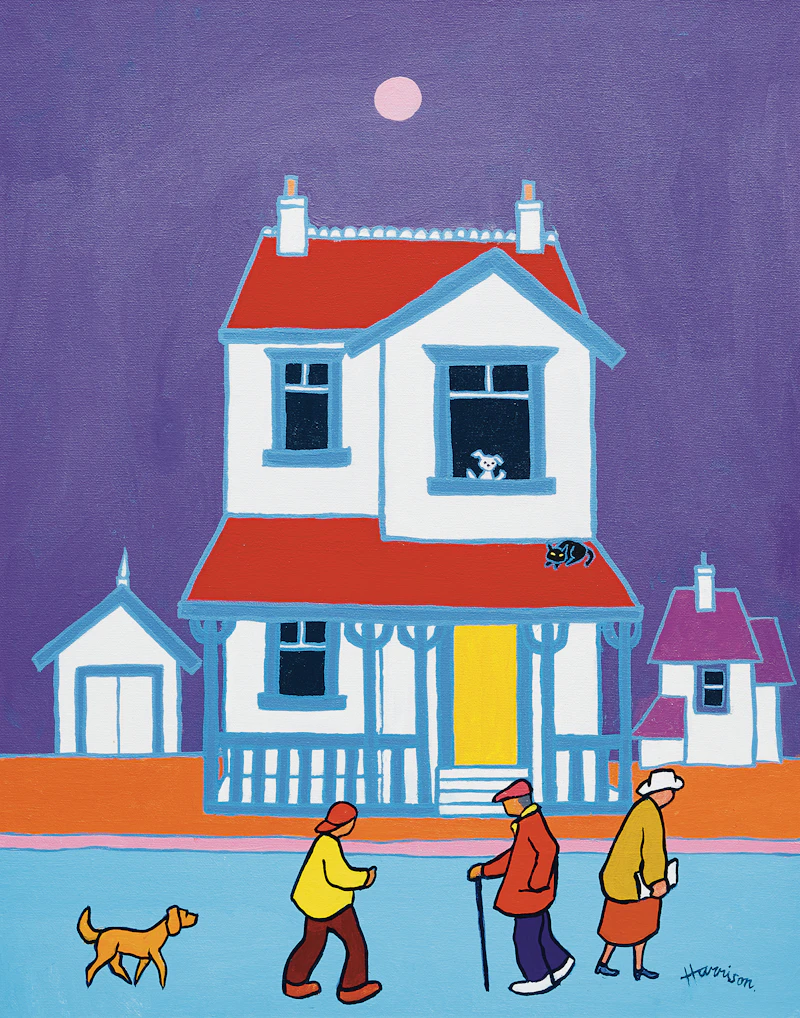 Ted Harrison, Maggie’s World, acrylic on canvas