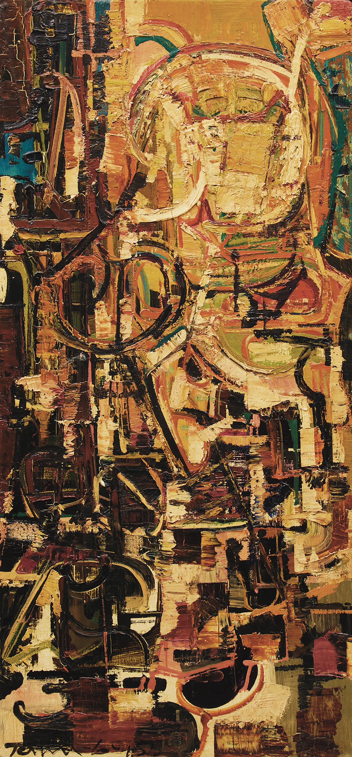 Harold Barling Town, Night Sign #2, oil on board, 1955
