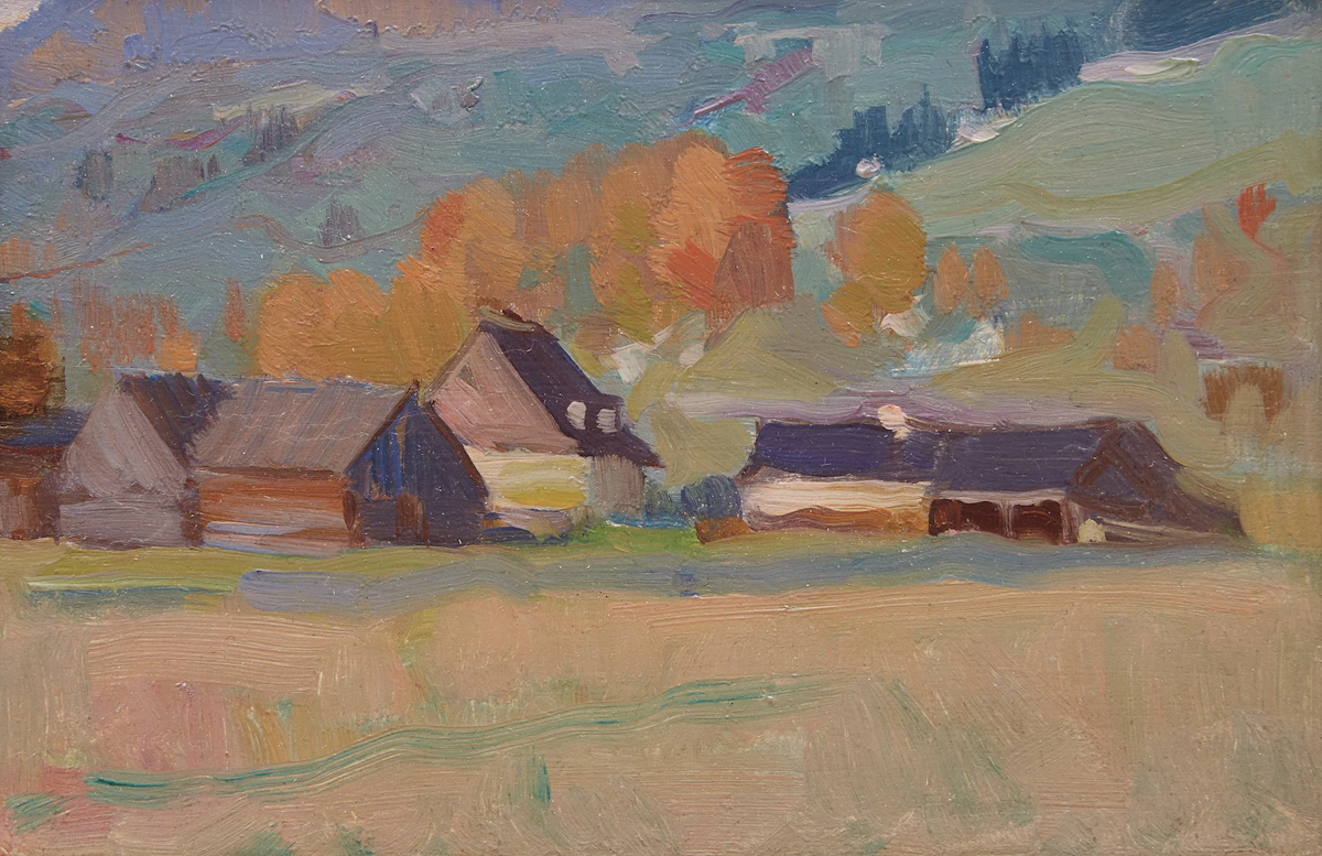 Clarence Alphonse Gagnon, Crépuscule, Charlevoix (c.1923), oil on panel, circa 1923