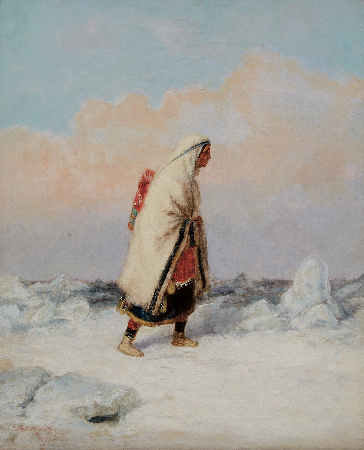 Cornelius Krieghoff, Moccasin Seller, oil on canvas