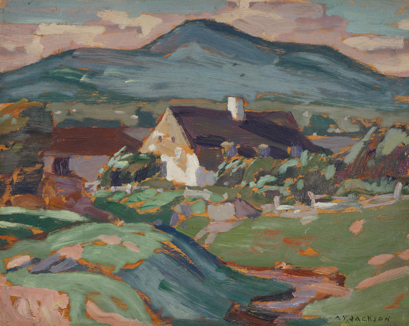 Alexander Young Jackson, Farm House East of Ste. Famille, Île d’Orléans, oil on board