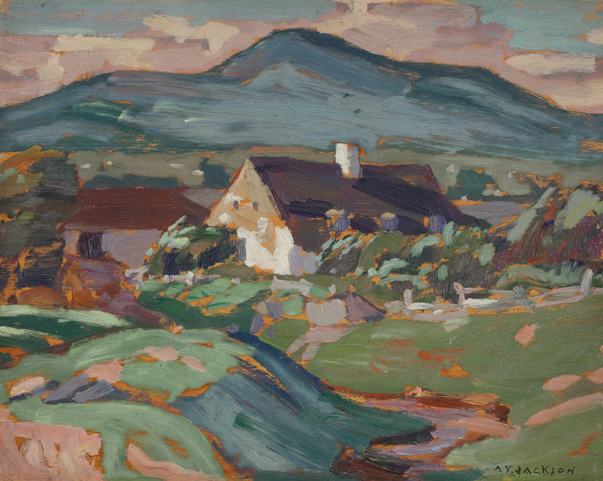 Alexander Young Jackson, Farm House East of Ste. Famille, Île d’Orléans, oil on board