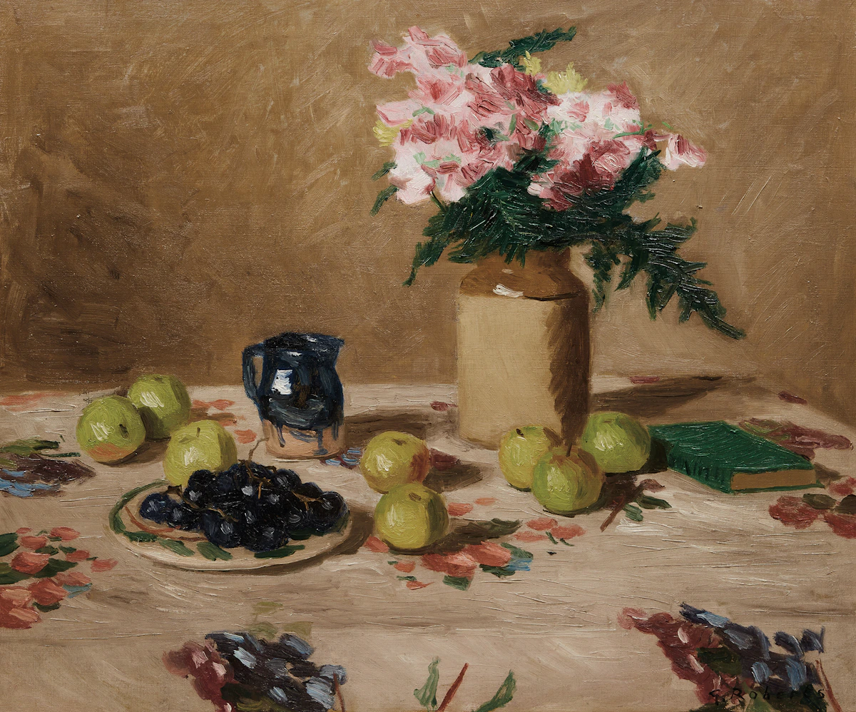 William Goodridge Roberts, Still Life with Fruit & Flowers, oil on canvas