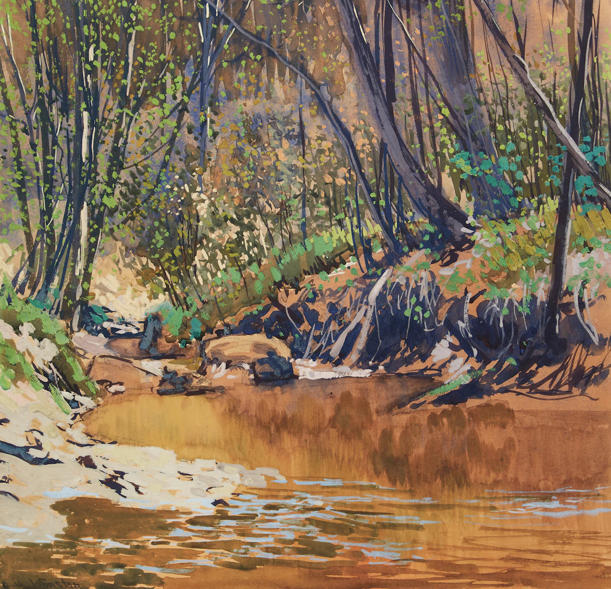 Frank Hans Johnston, Fall Reflections, tempera