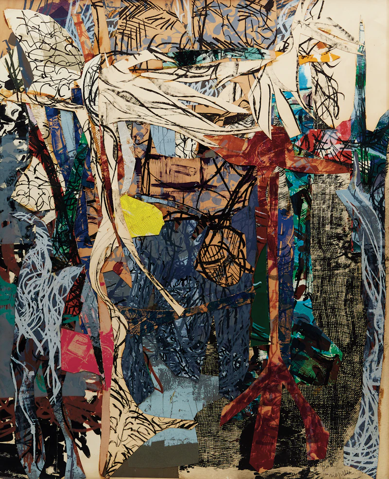 Jean Paul Riopelle, D’avantage d’oiseaux, litho collage laid on canvas