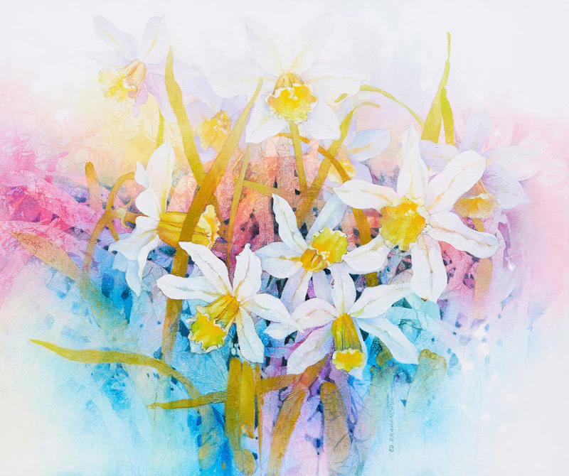Edward Drahanchuk, Early Spring Snow Stars, oil and acrylic on canvas