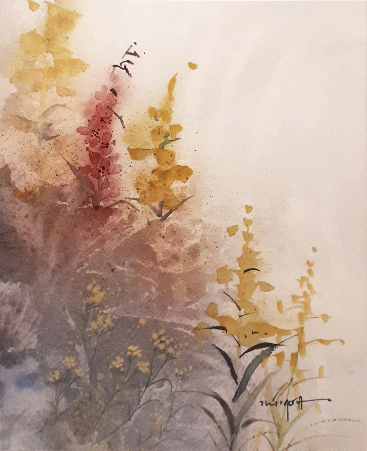 Marjorie Pigott, Flora and Fauna , one watercolour and two mixeed media