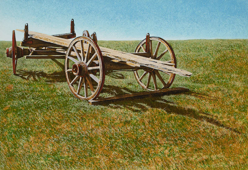 Kenneth Danby, Abandoned Wagon, serigraph in colours