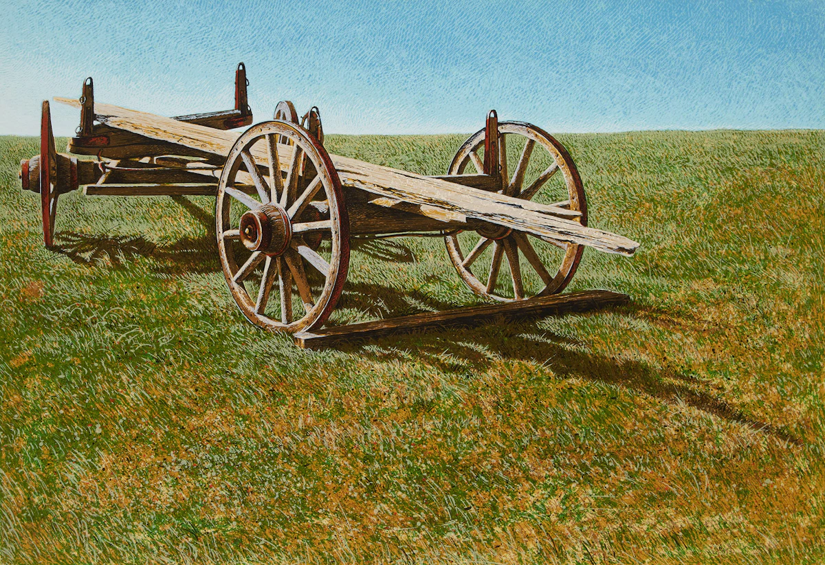 Kenneth Danby, Abandoned Wagon, serigraph in colours, 1970