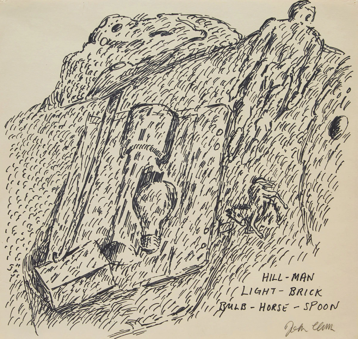 John Clark, Pile Study IV, felt pen on paper, 1983