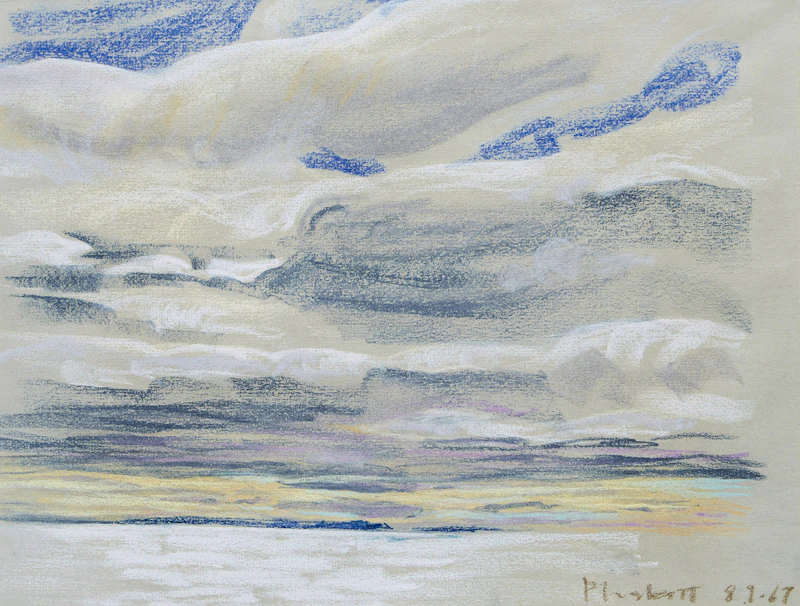 Joseph Francis Plaskett, Landscape with Billowing Clouds, coloured chalk