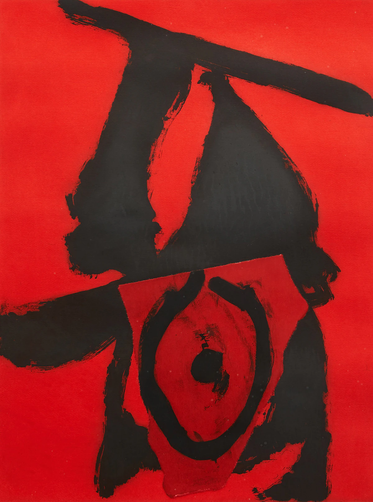 Robert Motherwell, The Red Queen (Belknap 414; Engberg & Banach 476), aquatint and etching with collage, 1989