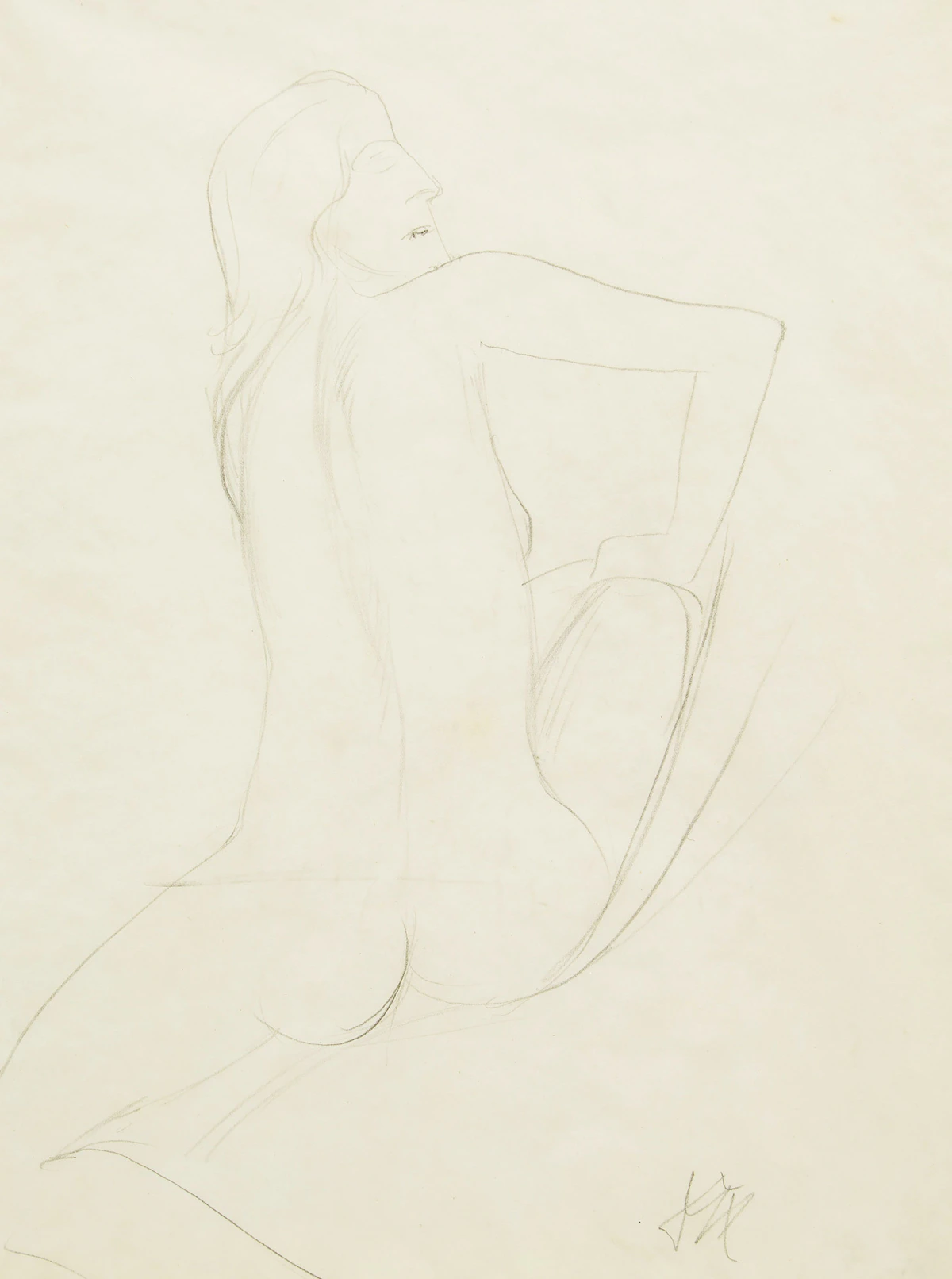 Otto Dix, Weiblicher Rückenakt, pencil on paper, circa 1920