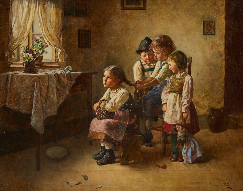 Braiding Her Hair by Edmund Adler