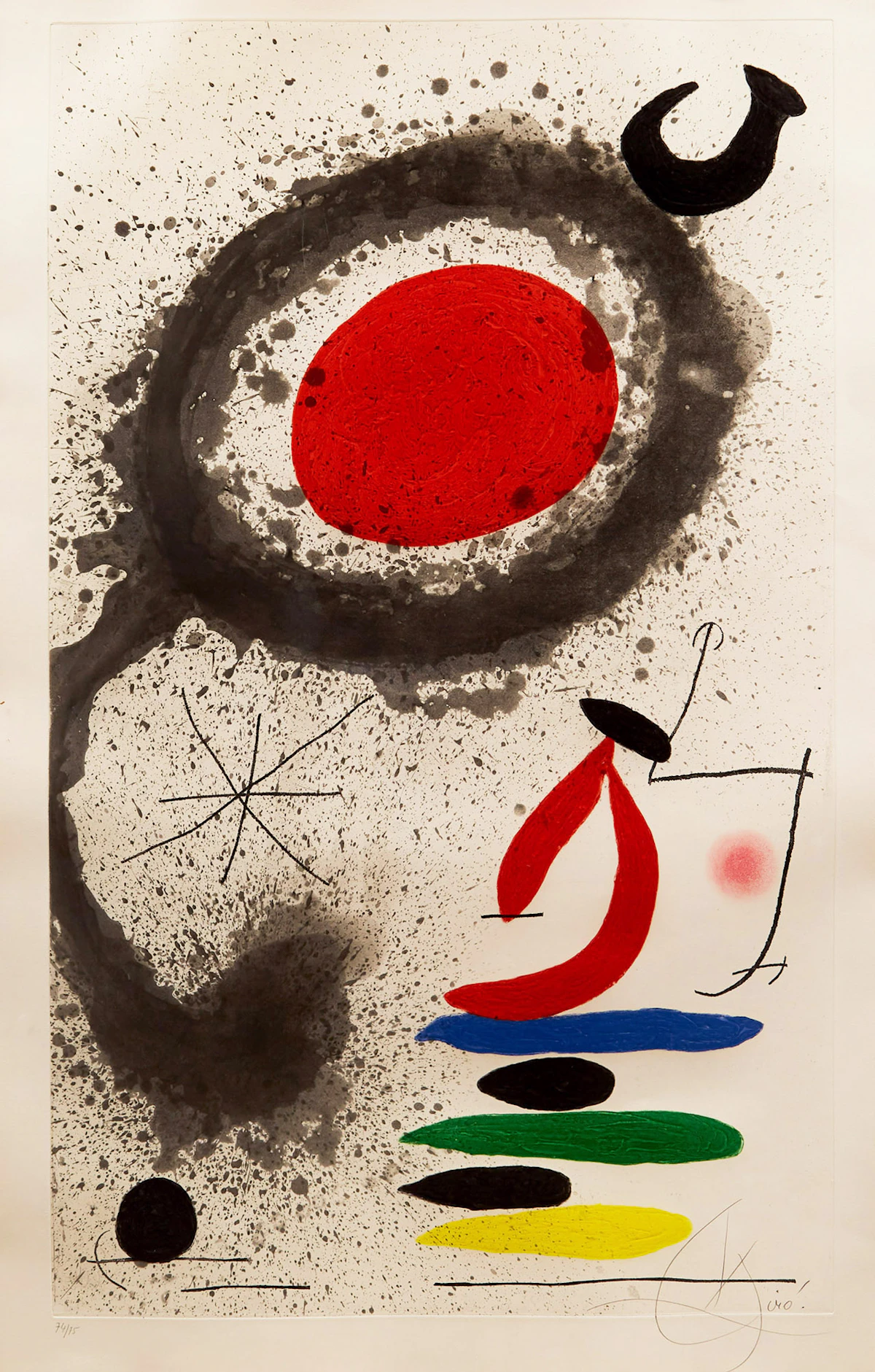 Joan Miró, Soleil ebouillanté (Dupin 518), colour etching with aquatint and carborundum, 1969