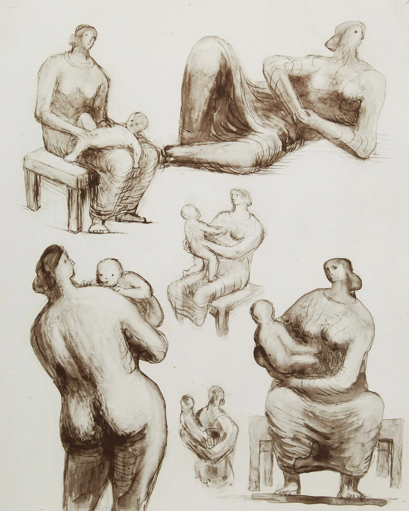 Mother and Child Studies and Reclining Figure (Cramer 452) by Henry Moore