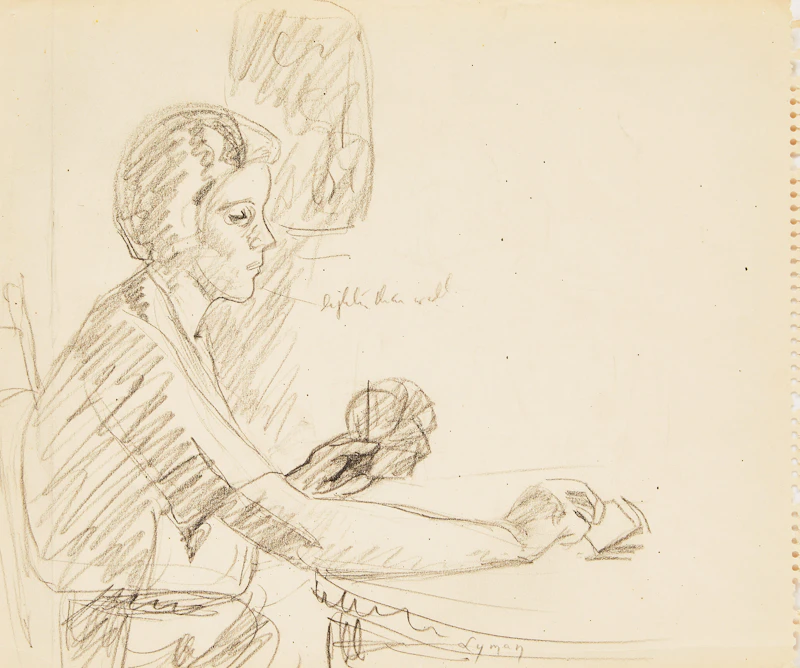 Study for “The Card Game”; Untitled (Two Seated Nudes) by John Goodwin Lyman