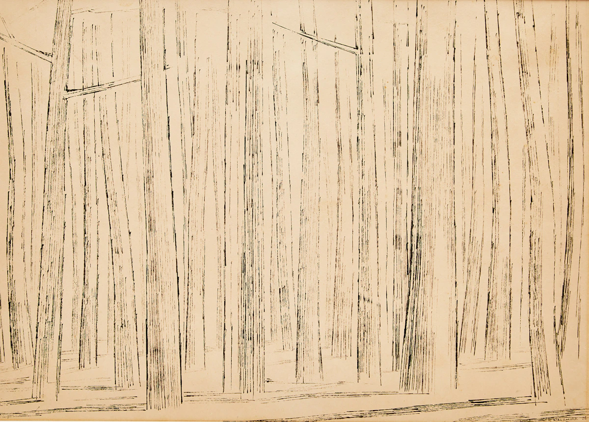 Kazuo Nakamura, Trees, ink on paper, 1958