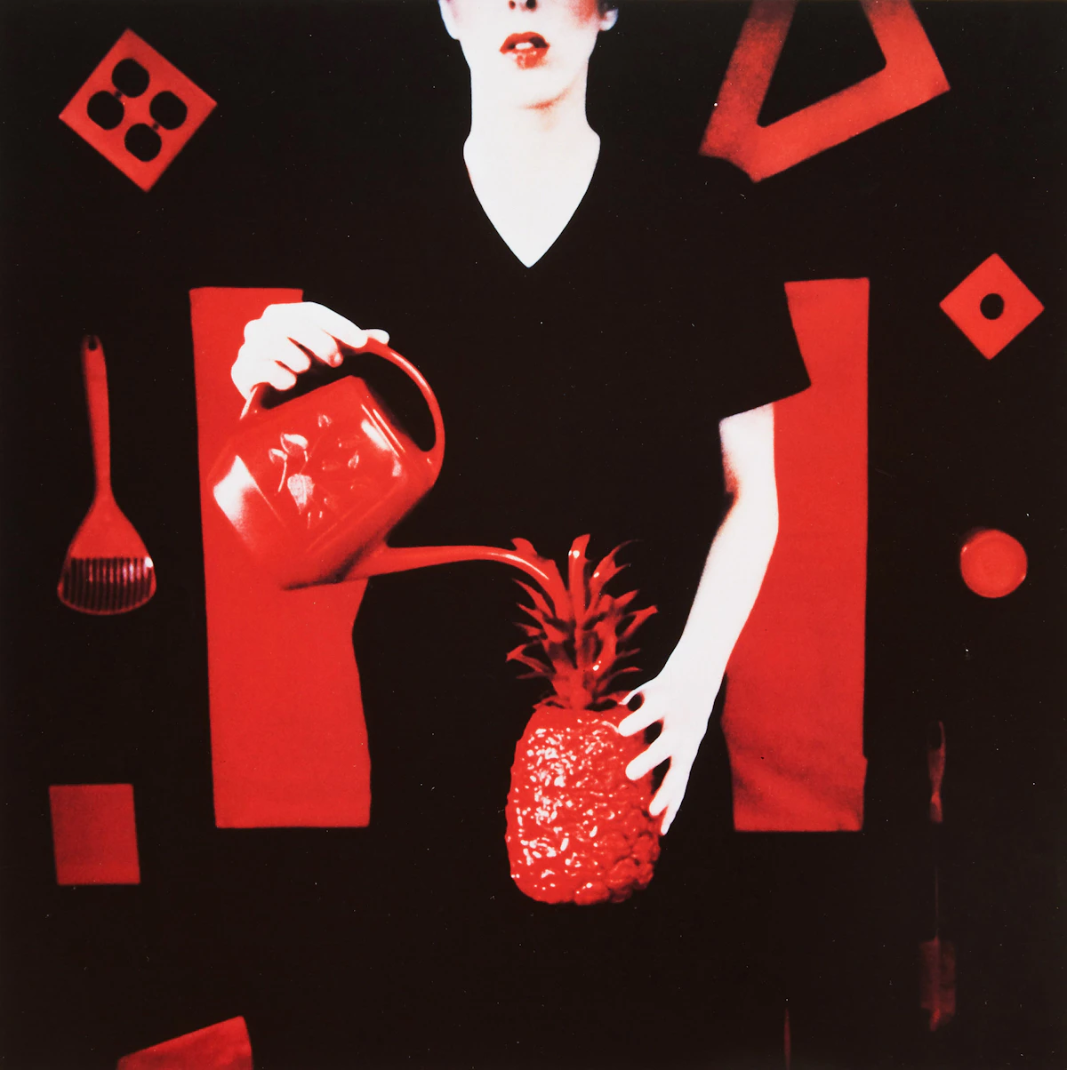 Barbara Astman, Three works: Watering Pineapple, Badminton and Hat, colour offset-lithographs, 1980-81