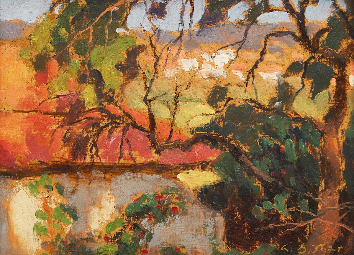 Antoine Bittar, A Red Rooftop, oil on masonite, 2007