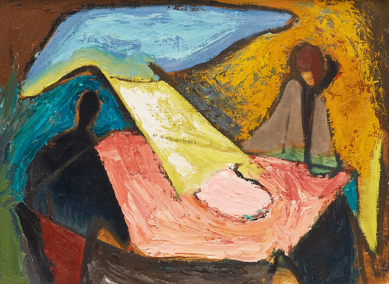 Jack Hamilton Bush, The Examination, oil on board