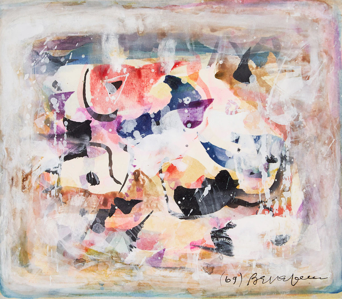 Léon Bellefleur, Depêche chiffrée, gouache, 1969