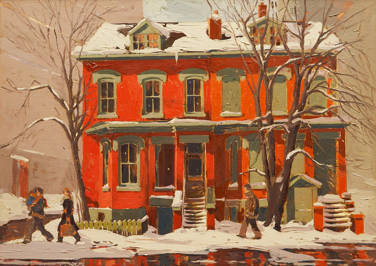 Arto Yuzbasiyan, Houses in Winter, oil on canvas