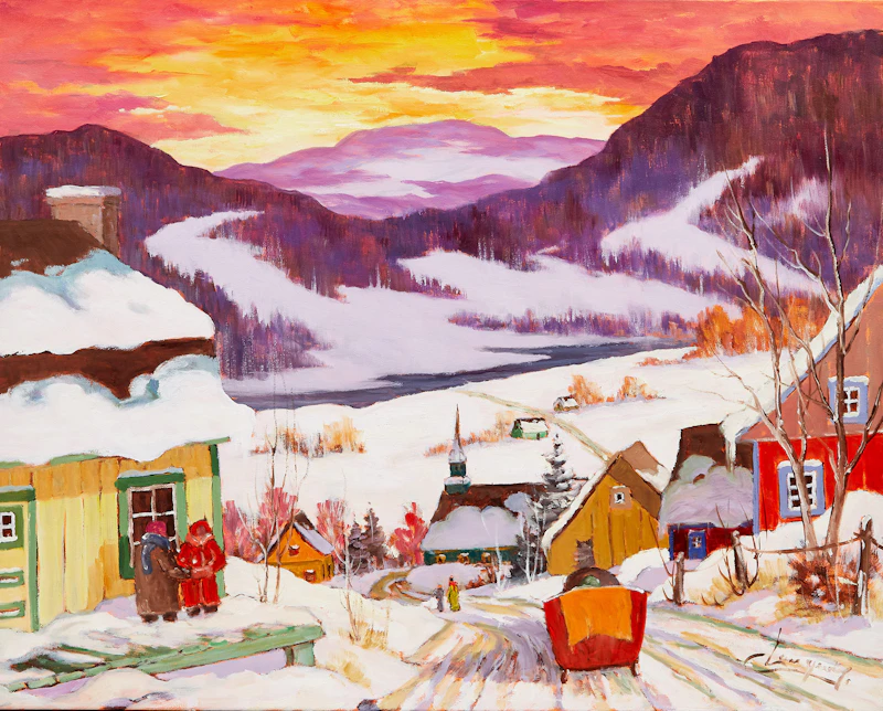 Claude Langevin, En grande discussion, oil on canvas