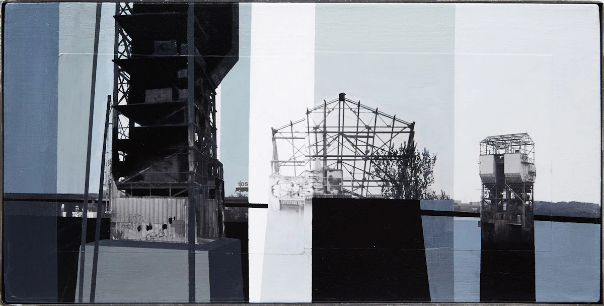 Viz Saraby, Reflections Series (5), five mixed media on canvas, 1998