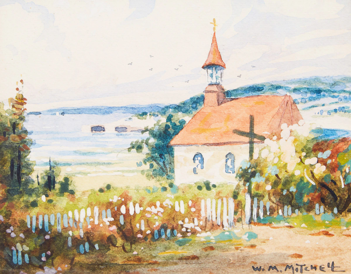 Willard Morse Mitchell, The Indian Church at Tadoussac, P.Q, watercolour