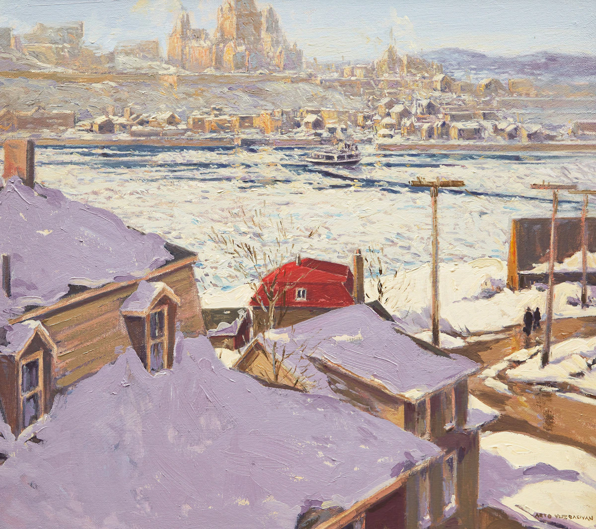 Arto Yuzbasiyan, View of Château Frontenac, Quebec, oil on canvas