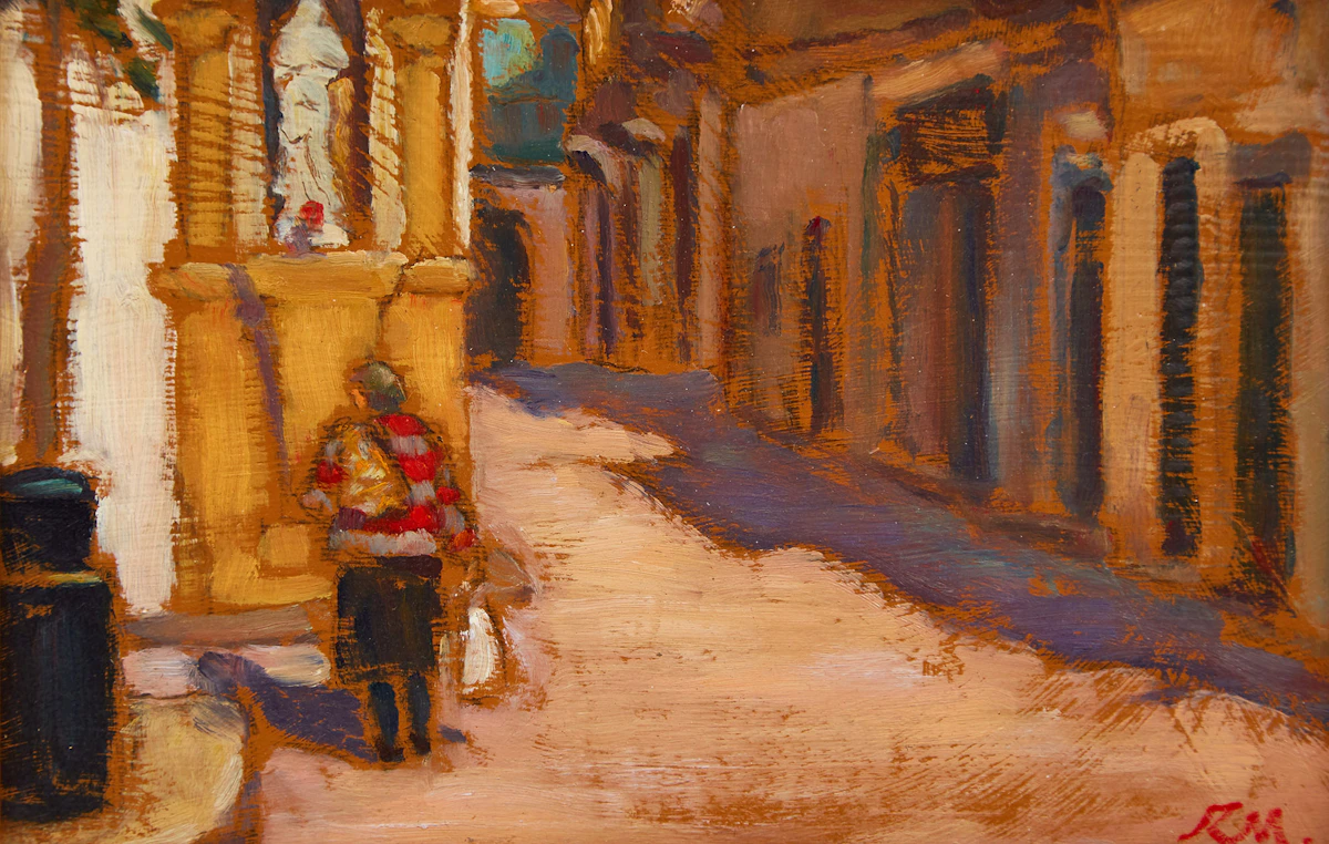 Richard Montpetit, Sous la statue, oil on board, 2001