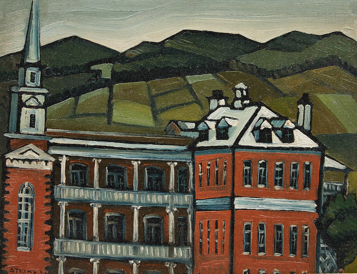 Ernest Caven Atkins, Baie St. Paul Hospital, oil on canvas board, 1935