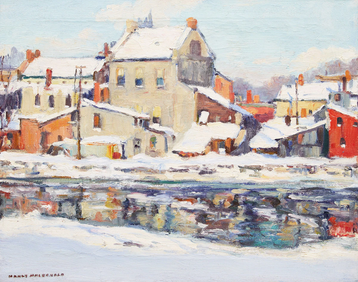 Manly Edward MacDonald, Winter, Main Street, Belleville, Ontario (On the Moira), oil on canvas