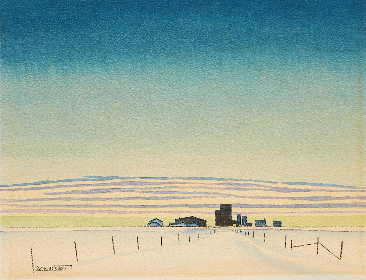 Robert N. Hurley, Prairie Landscape, watercolour on board