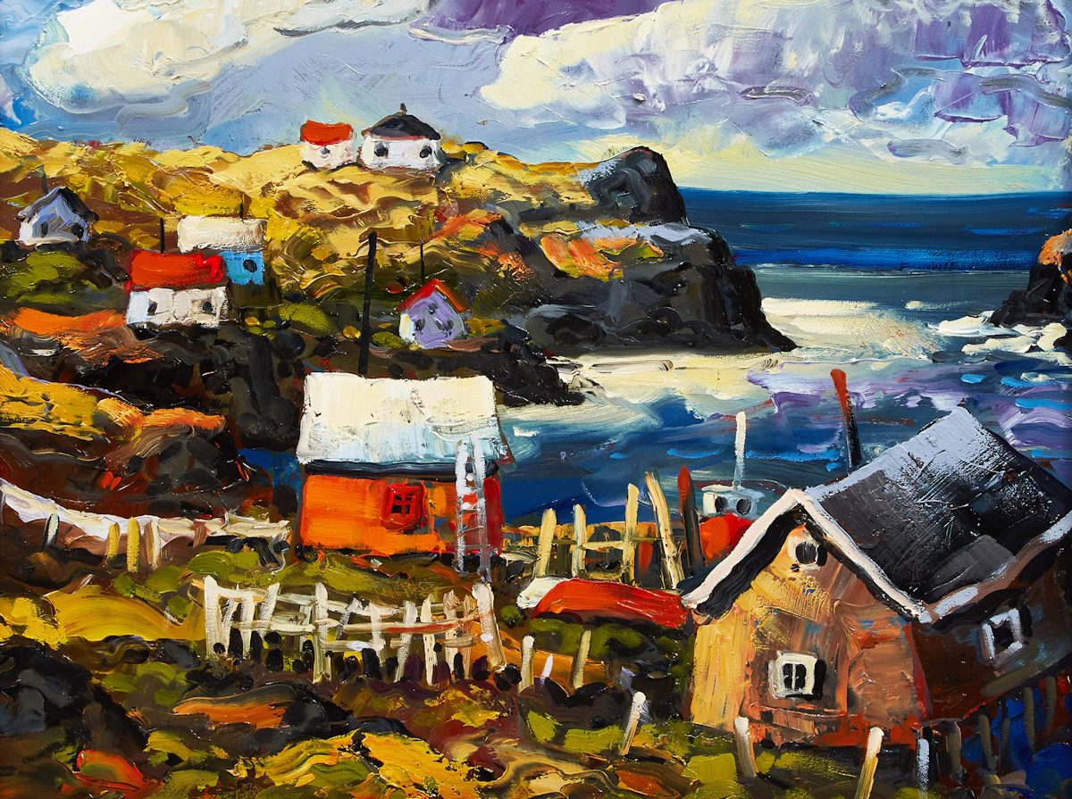 Rod Charlesworth, After the Rain, Grand Banks, NL, oil on board