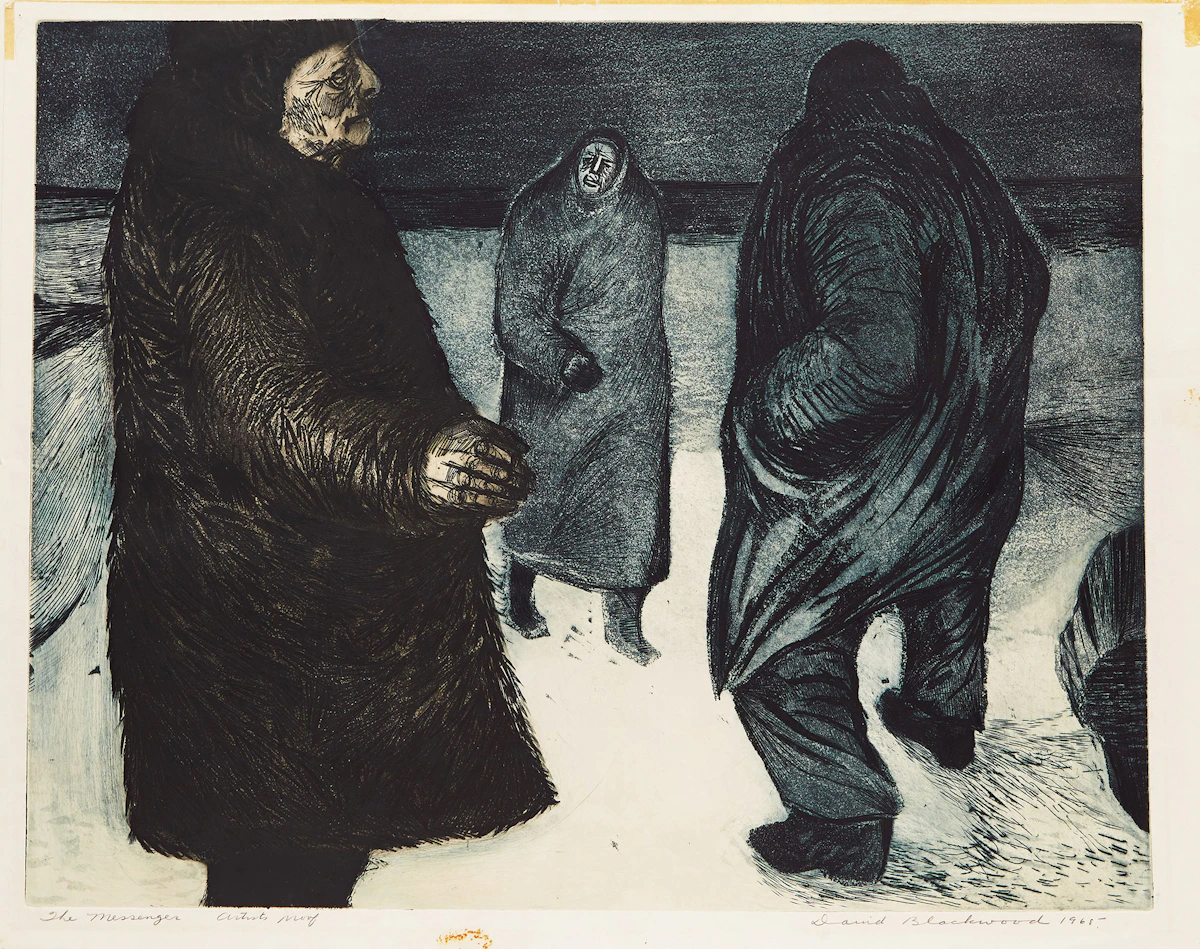 David Lloyd Blackwood, The Messenger, etching and aquatint, 1965